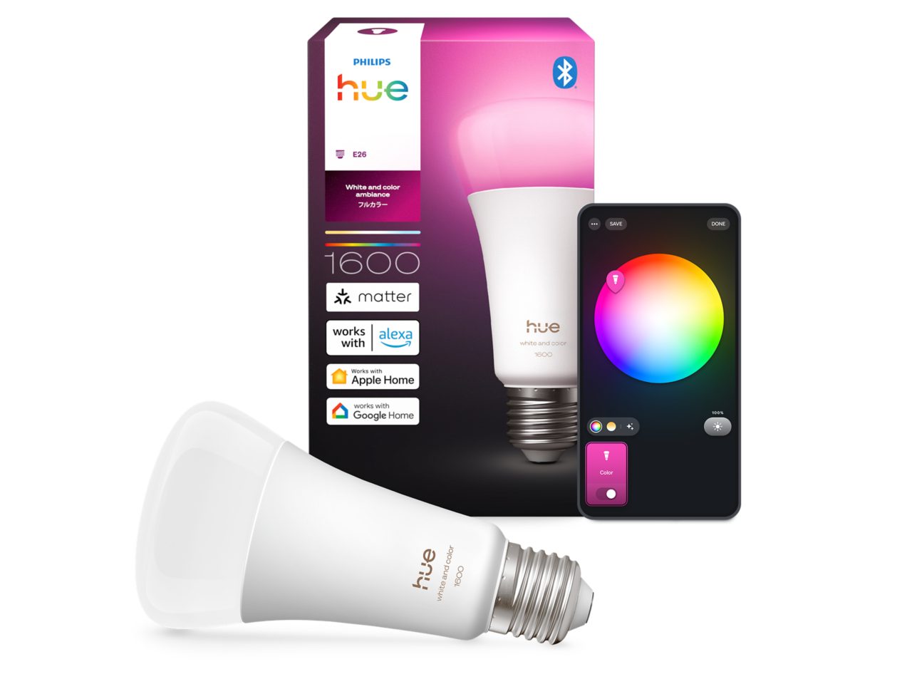 PHILIPS Hue フルカラー スターターセットA60 Hue White and color ambiance 75W A19 3PACK- E26 smart bulbs