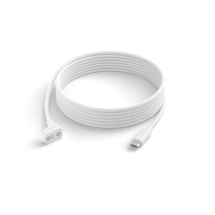 Nahaufnahme der Vorderseite von Hue Secure Camera USB-C Stromversorgungskabel, 3 m, weiß