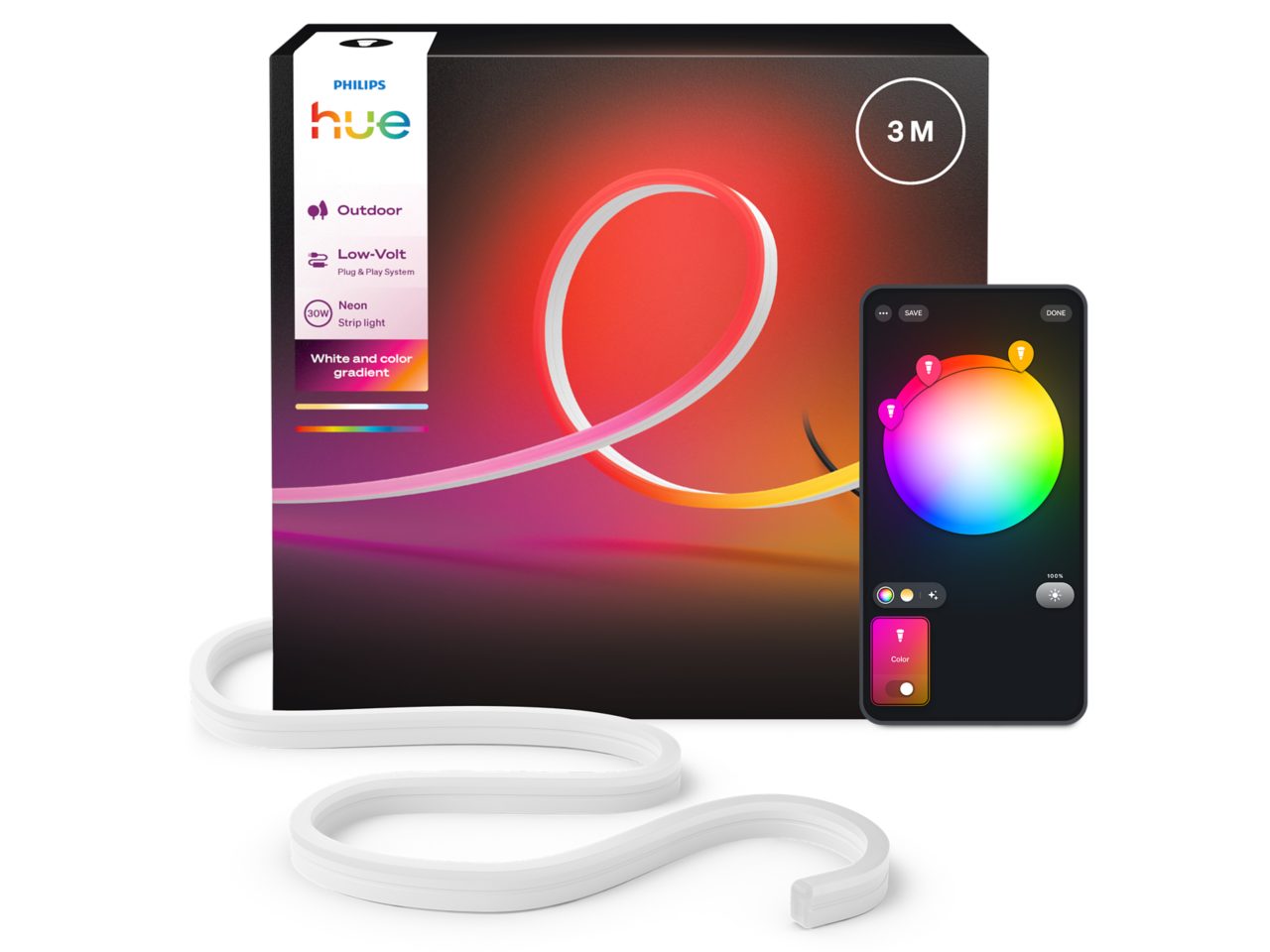 Neon 3m Outdoor Multicoloured LED Strip Light | Philips Hue UK