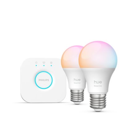 Close up of front of Essential starter kit: 2 E27 smart bulbs (806 lm)
