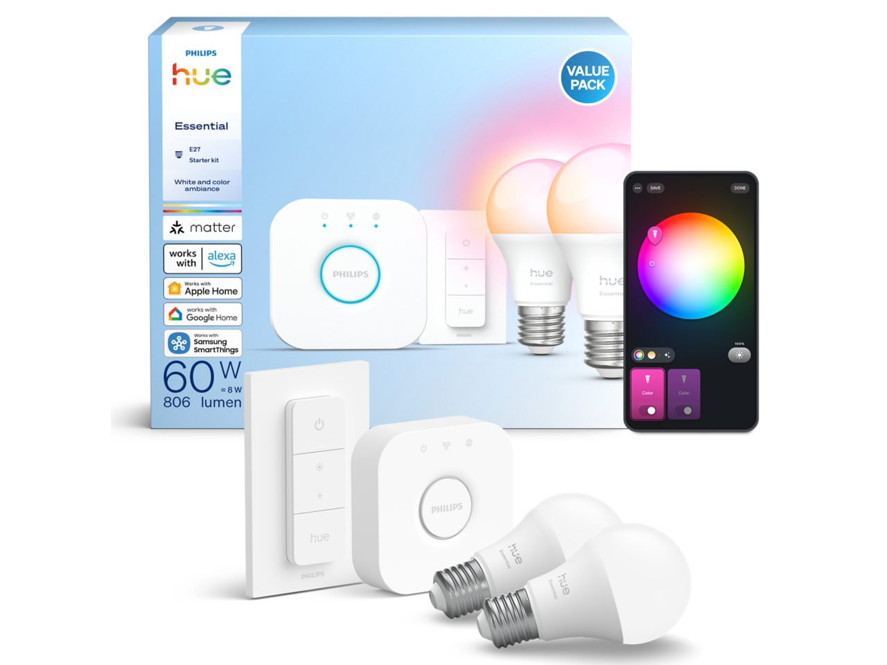Hue White and color ambiance Essential starter kit: 2 stk. E27