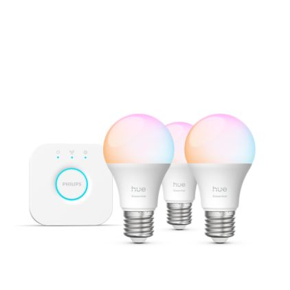 Close up of front of Essential starter kit: 3 E27 smart bulbs (806 lm)