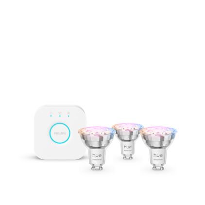 Close up of front of Essential starter kit: 3 GU10 smart bulbs (345 lm)
