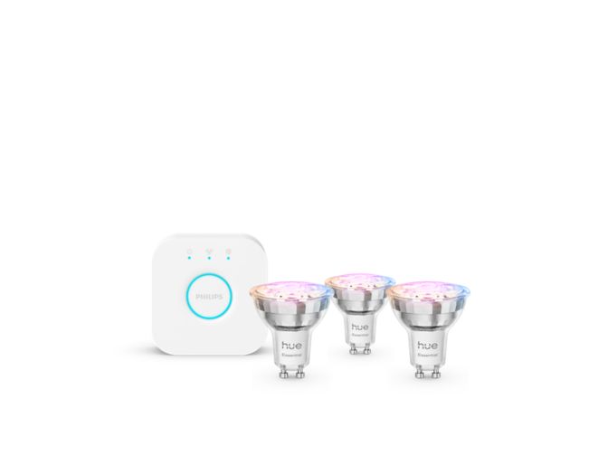 Close up of front of Essential starter kit: 3 GU10 smart bulbs (345 lm)
