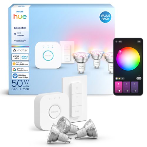 Hue White & Color Ambiance Basis Starter-Set: 3 smarte Lampen GU10 (345 lm) Dimmer Switch | Philips Hue DE