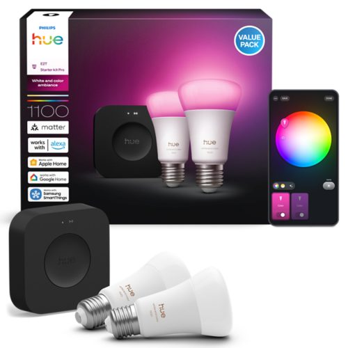 Deux ampoules LED de couleur A60 E27 + Hue Bridge Pro | Philips Hue FR