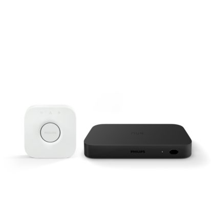 Close up of front of Bundle: Hue sync box + Bridge