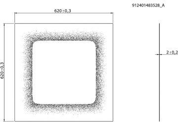 Dimension Drawing (without table) - RC159Z Deco Rounded Sq W62L62