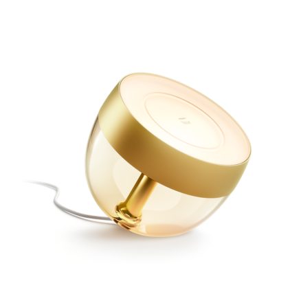 Nahaufnahme der Vorderseite von Iris Tischleuchte gold Special Edition