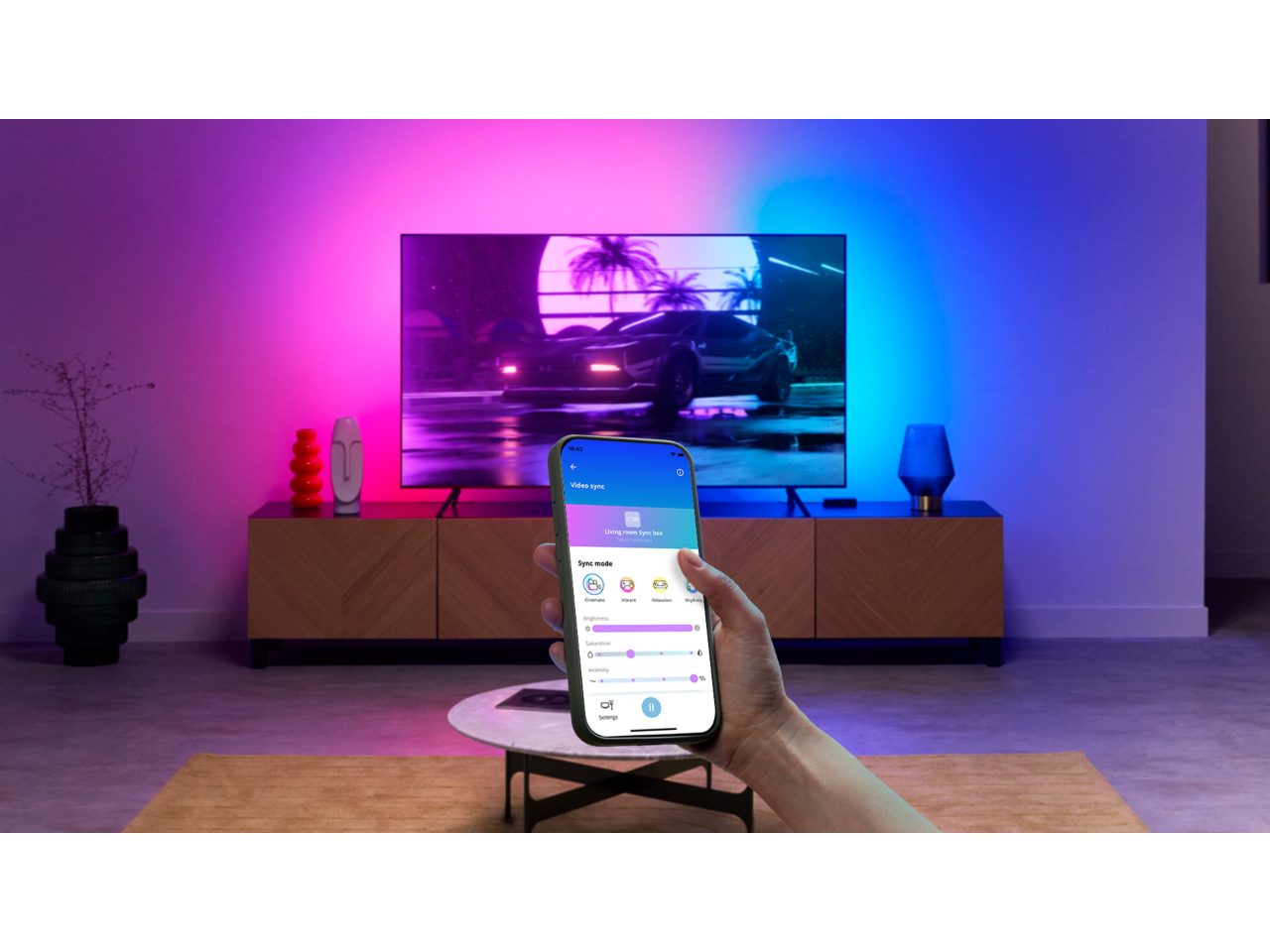 Bandă luminoasă HDMI Sync Box pentru iluminatul fundalului TV