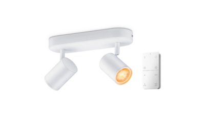 Smart LED Slimme spot x2 met afstandsbediening, GU10, 690 lm, wit