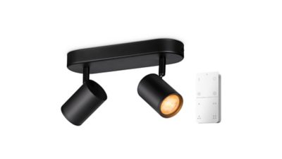 Smart LED Slimme spot x2 met afstandsbediening, GU10, 690 lm, zwart