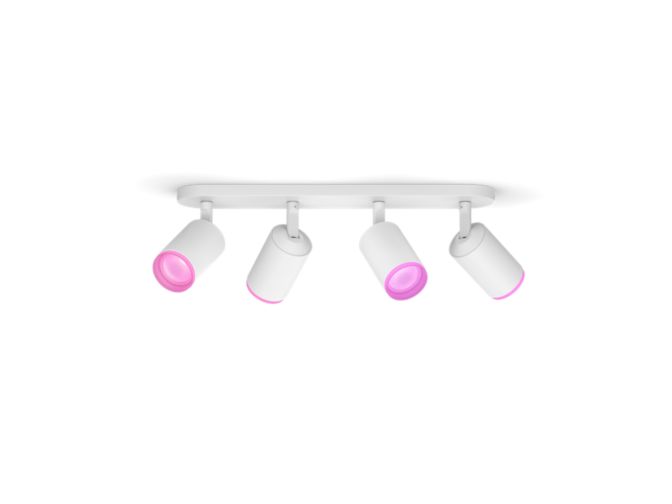 An image of product of the Hue White and Color Ambiance Fugato 4-lichts spotbalk