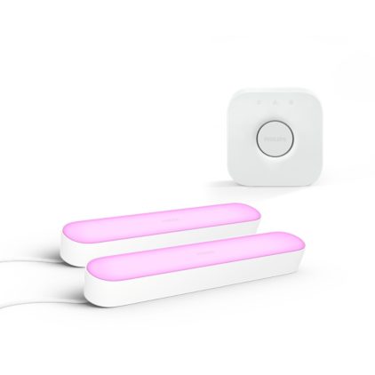Nahaufnahme der Vorderseite von Set: 2x Play Lightbar weiß + Bridge