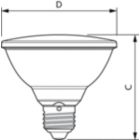 Dimension Drawing (with table) - MAS LEDspot VLE D 9.5-75W 927 PAR30S 25D