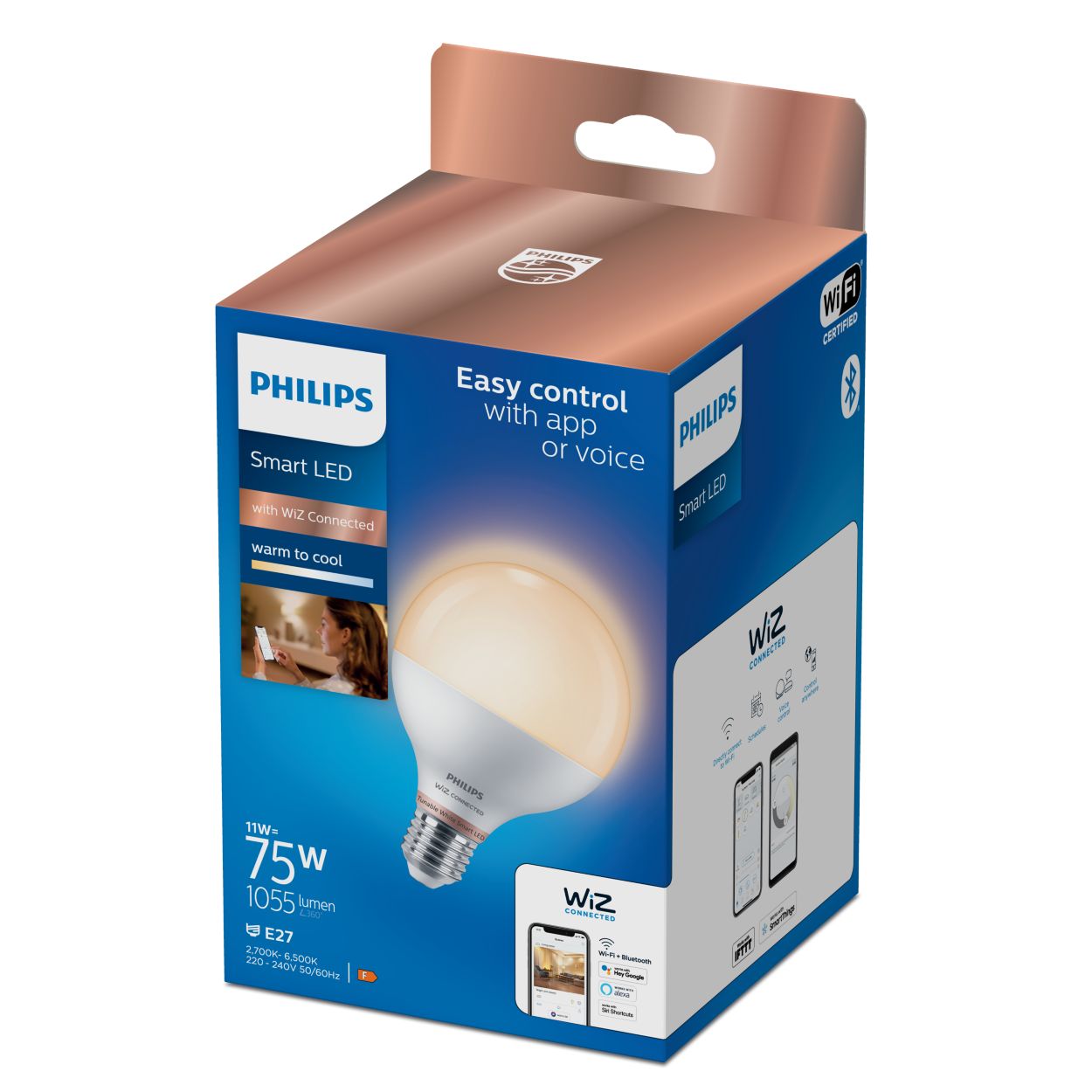 (entspr. LED | 8719514372603 Smarte W) Philips 75 11 Kugellampe G95 W E27