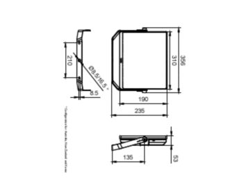 Dimension Drawing (without table) - BVP174 LED112/NW 100W WB GREY CE