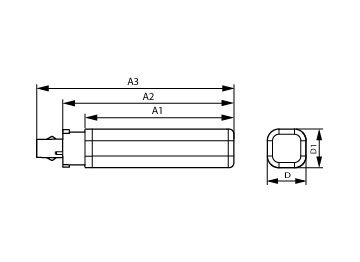 Dimension Drawing (with table) - LED PLC 8.5W 830 2P G24d-3