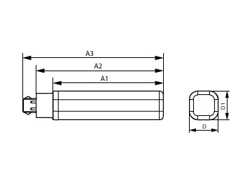 Dimension Drawing (with table) - CorePro LED PLC 6.5W 830 4P G24q-2