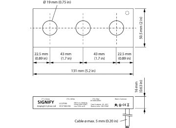 Dimension Drawing (without table) - LCU7590 Amplight 3 phase coil