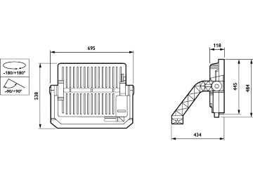 Dimension Drawing (without table) - BVP418 C LED990/957 890W S5 BV