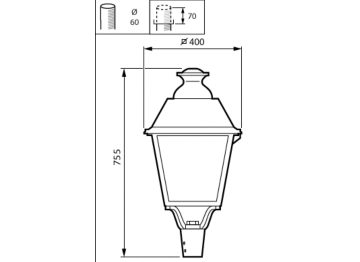Dimension Drawing (without table) - BDP651 LED50/830 II DM50 MK-WH PCC BALL
