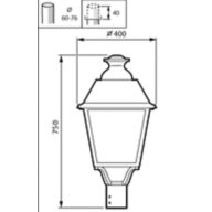 Dimension Drawing (without table) - BDP768 LED50/830 II DM50 MK-BK FG BALL 6