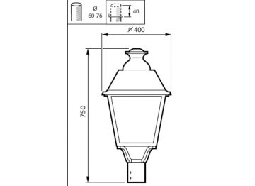 Dimension Drawing (without table) - BDP768 LED50/830 II DM50 MK-BK FG BALL 6