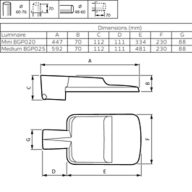Dimension Drawing (without table) - BGP020 LED34/740 II DM CLO-DDF2