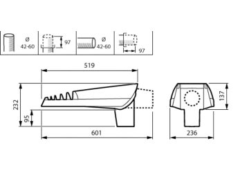 Dimension Drawing (without table) - BGP701 LED40-4S/740 DM10 GF SRT SRB 42/6