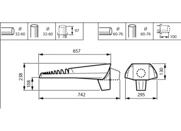 Dimension Drawing (without table) - BGP703 LED120-1P/740 UE I DM11P SRTB GR