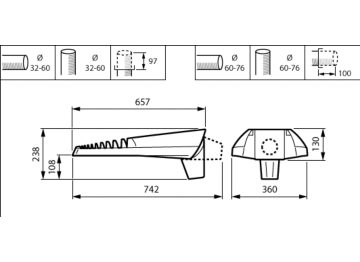 Dimension Drawing (without table) - BGP704 LED140-1P/740 UEI DM11P SRTB GR