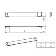 Dimension Drawing (without table) - BN005C LED40/WW L1200 PSU GM