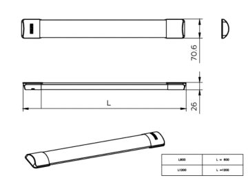 Dimension Drawing (without table) - BN005C LED22/WW L600 PSU GM
