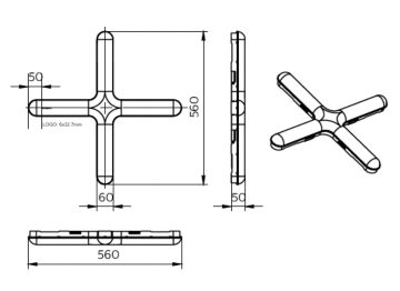 Dimension Drawing (without table) - BN017C LED60/857 X 2ft