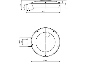 Dimension Drawing (without table) - BPS300 LED60/730-1P DM16P SRT 48/60S