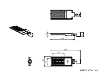 Dimension Drawing (without table) - BRP121 G2 LED140/CW 100W 220-240V D48 GM