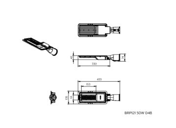 Dimension Drawing (without table) - BRP121 G2 LED70/CW 50W 220-240V D48 GM