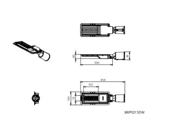 Dimension Drawing (without table) - BRP121 G2 LED68/WW 50W 220-240V GM