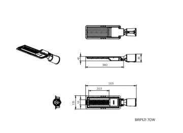 Dimension Drawing (without table) - BRP121 G2 LED98/NW 70W 220-240V GM