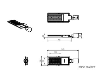 Dimension Drawing (without table) - BRP121 G2 LED112/CW 80W 220-240V GM