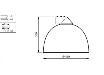  Copenhagen City gen2 LED Large - LED module 6000 lm - LED - 830 warm white - Power supply unit with DynaDimmer and constant light output (integrated) - 220/240 V - 50 to 60 Hz - Safety class II - Distribution wide - Flat glass - Gray - Luminaire surge protection level until 6 kV differential mode and 6 kV common mode - Cable 10 m without plug - Side-entry for diameter 48 mm