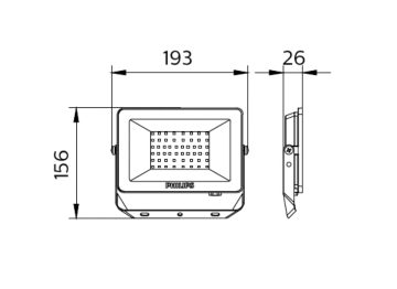 Dimension Drawing (without table) - BVP150 LED30/CW PSU 30W SWB G3 GM