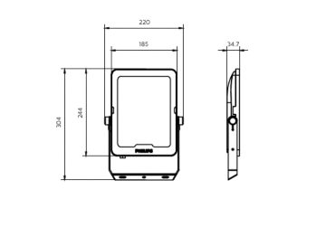 Dimension Drawing (without table) - BVP151 LED120/CW PSU 100W SWB G3 CN