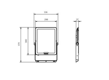 Dimension Drawing (without table) - BVP151 LED240/CW PSU 200W SWB G3 CN