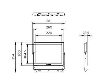 Dimension Drawing (without table) - BVP153 G4 LED93/WW 100W 110-277V SWB