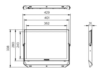 Dimension Drawing (without table) - BVP153 G4 LED186/WW 200W 110-277V SWB
