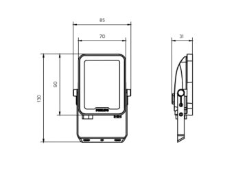 Dimension Drawing (without table) - BVP158 LED12/WW_NW_CW PSU 10W SWB CN