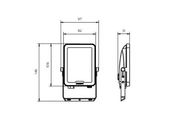 Dimension Drawing (without table) - BVP158 LED24/WW_NW_CW PSU 20W SWB CN