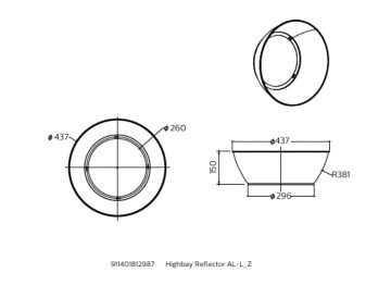 Dimension Drawing (without table) - Highbay Reflector AL-L_Z